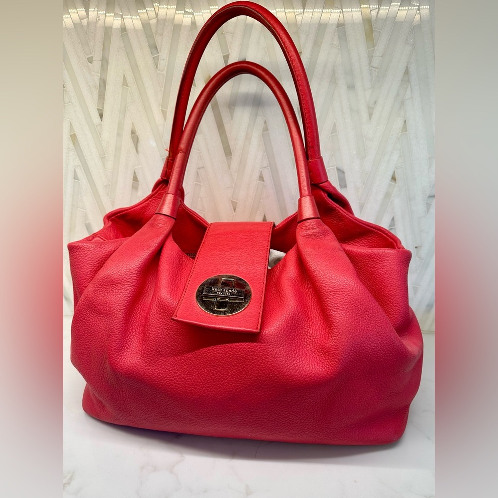 Kate Spade Large Pinkish Red Leather Shoulder Bag